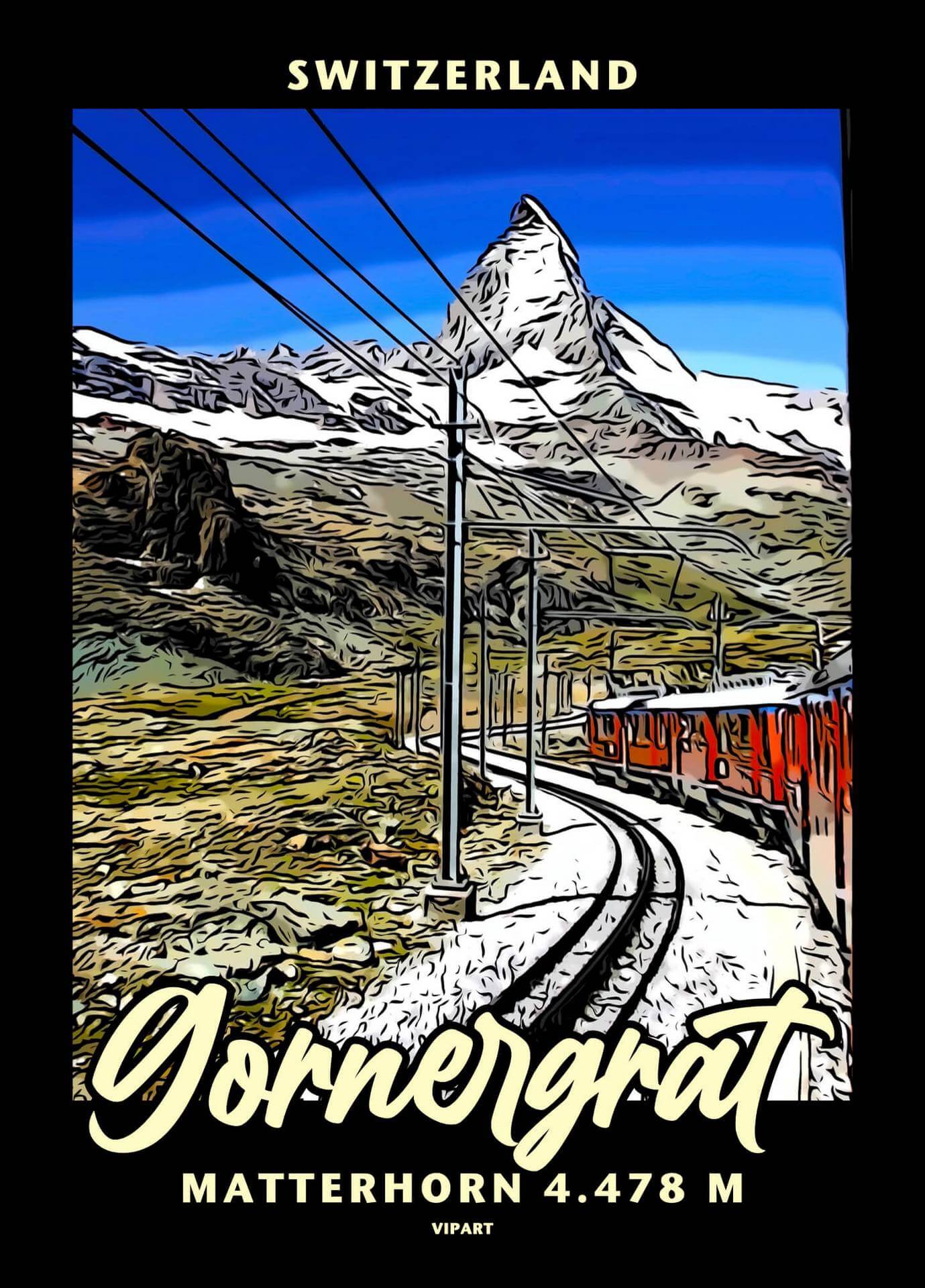 VIPART poster Gornergrat in Zwitserland met Matterhorn hoogte 4.478m