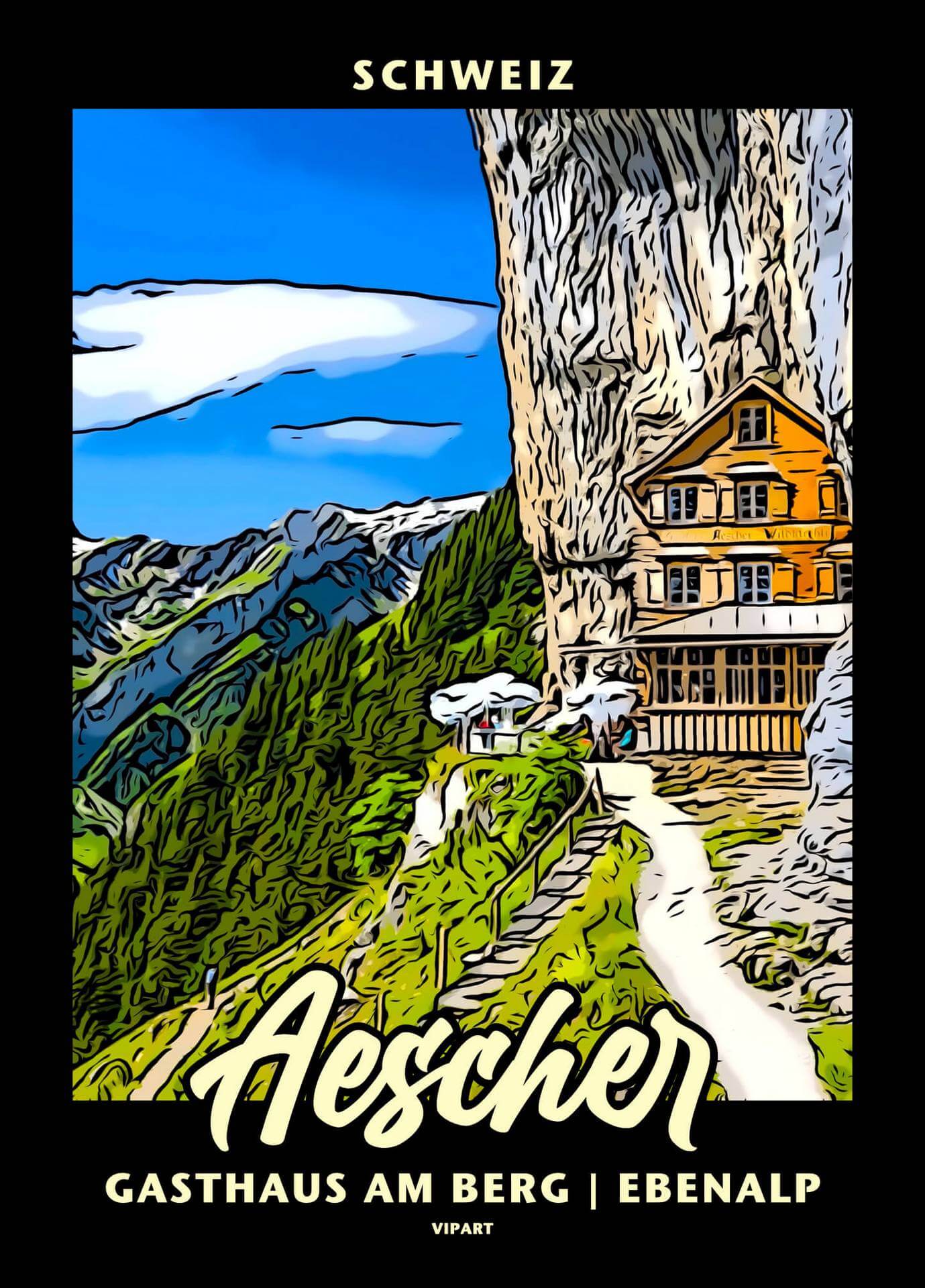 VIPART poster Aescher Gasthaus am berg Weissbad Zwitserland