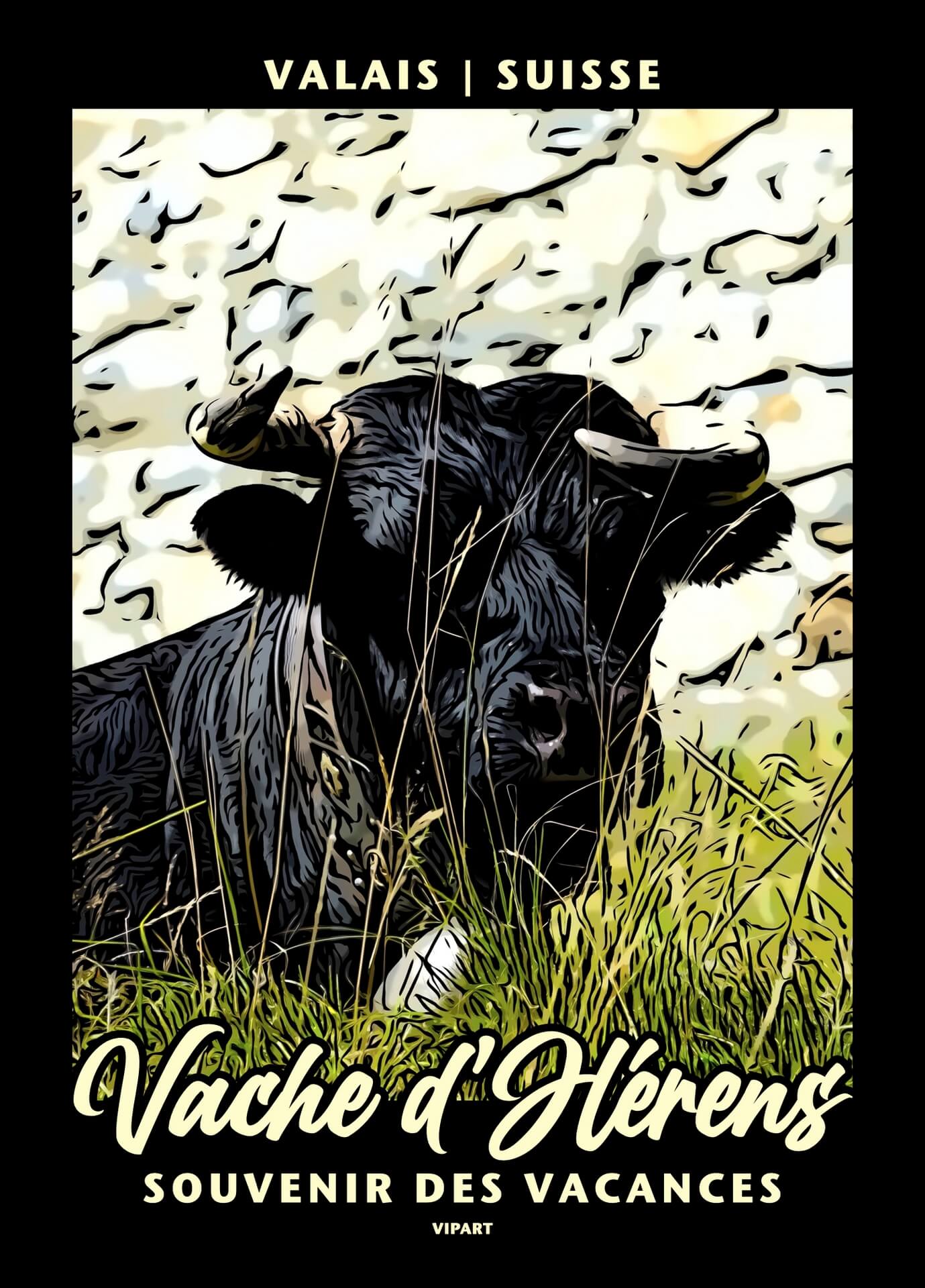 VIPART poster La vache d&apos;Hérens Valais Suisse