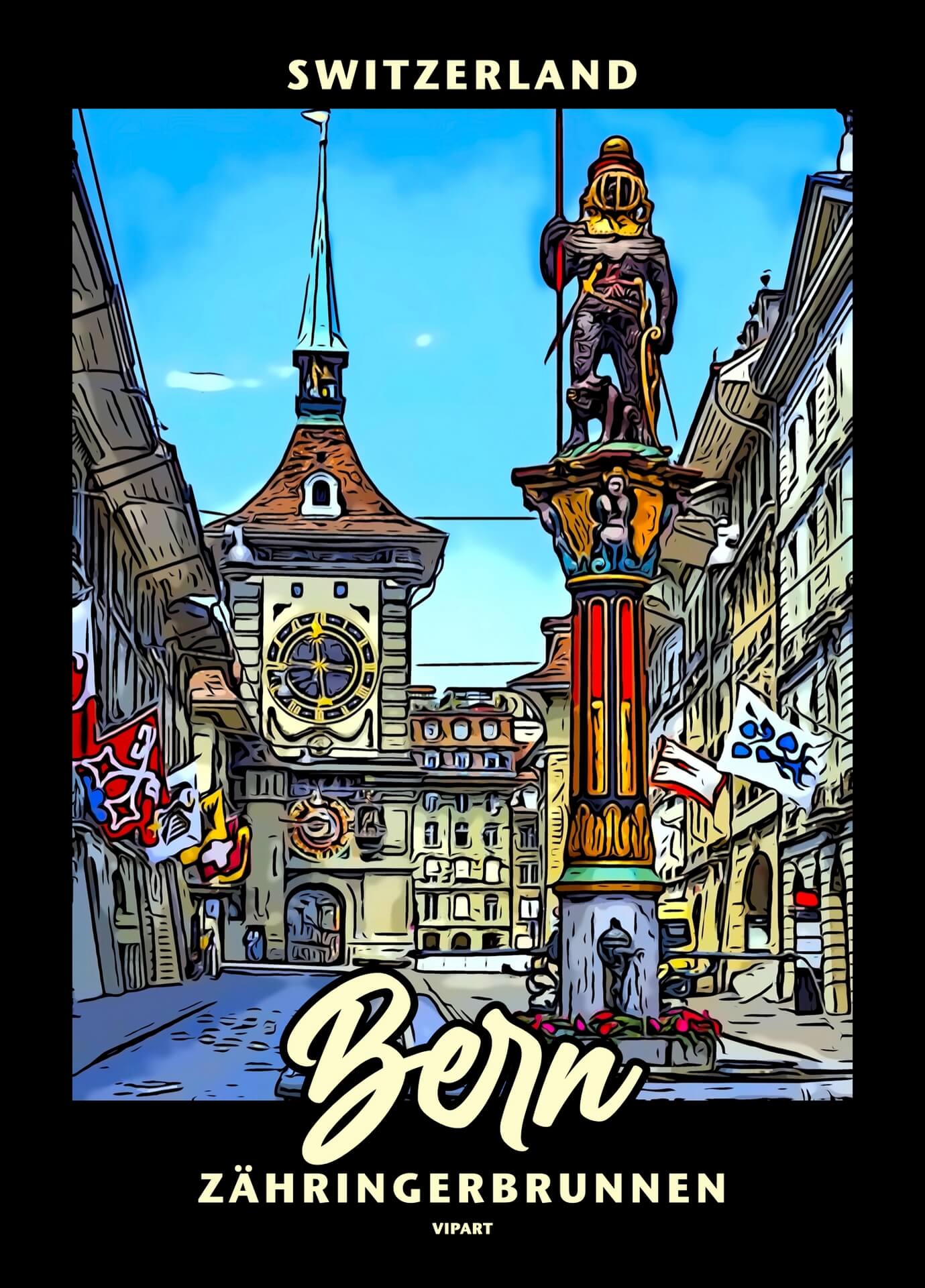 VIPART poster Zähringerbrunnen in Bern Zwitserland