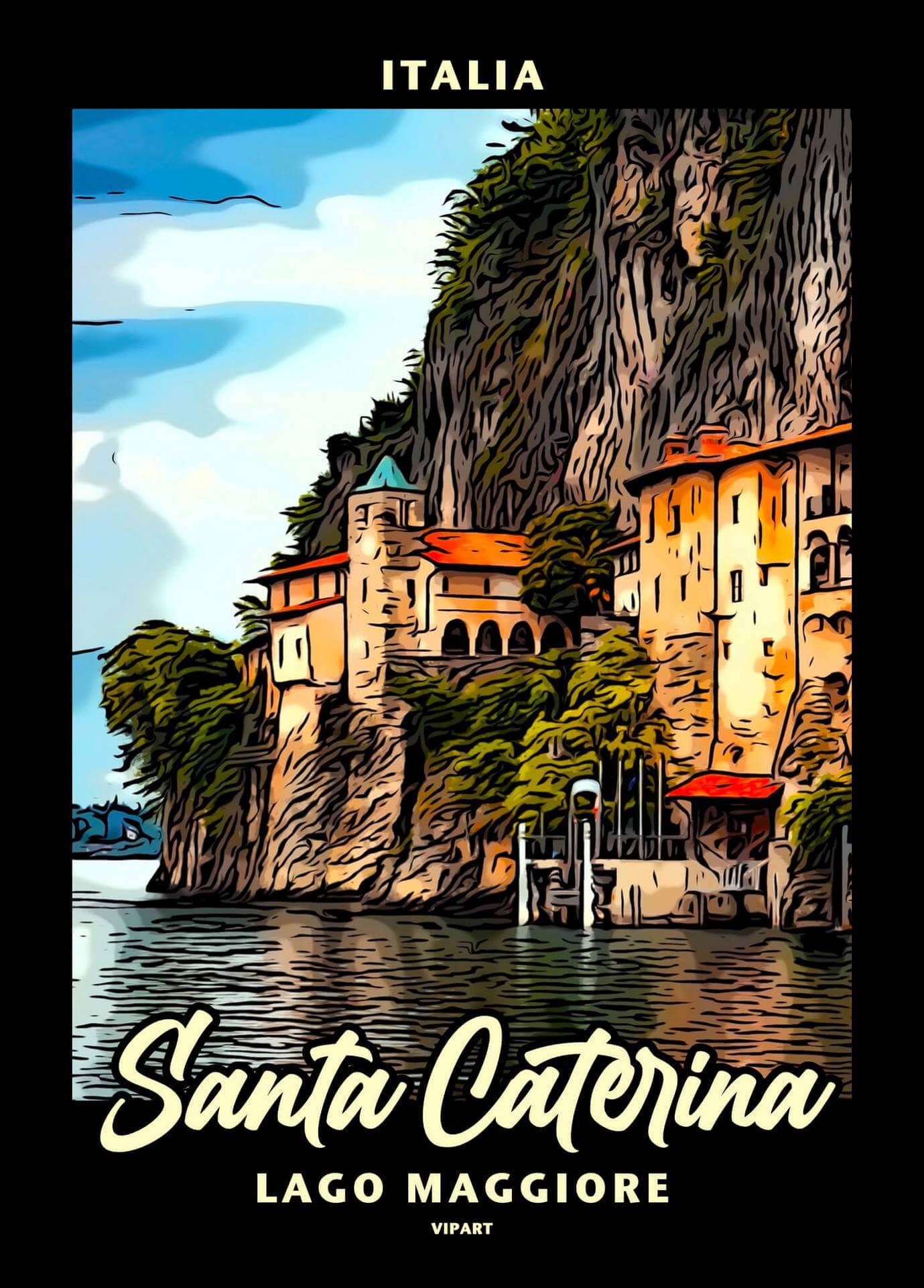 VIPART poster van Santa Caterina del Sasso aan het Lago Maggiore in Italië