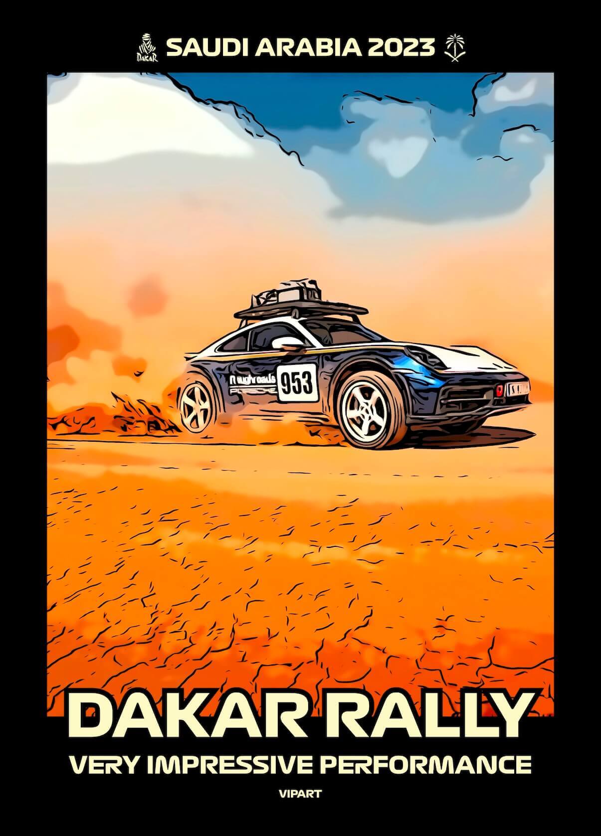 VIPART poster Dakar Rally Porsche 953